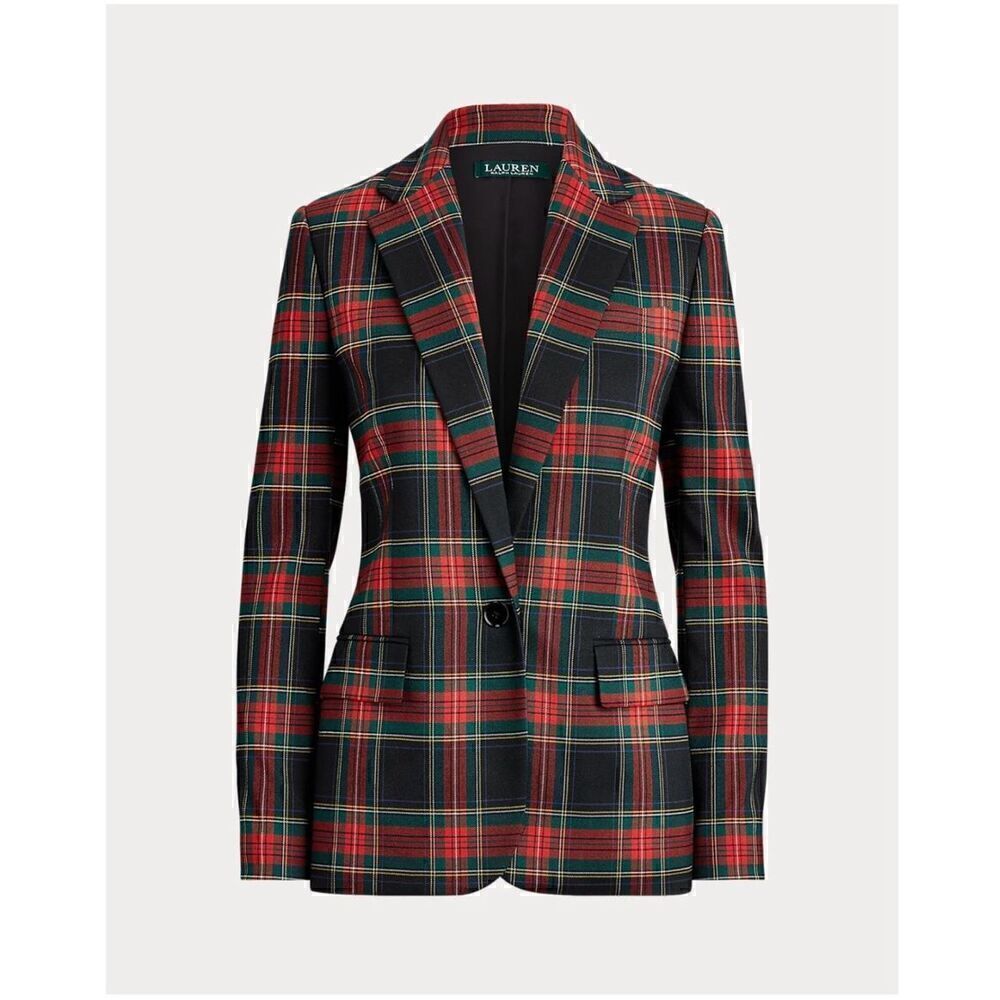 Lauren Ralph Lauren Preppy Tartan Plaid PrintβContemporary One ButtonβBlazer